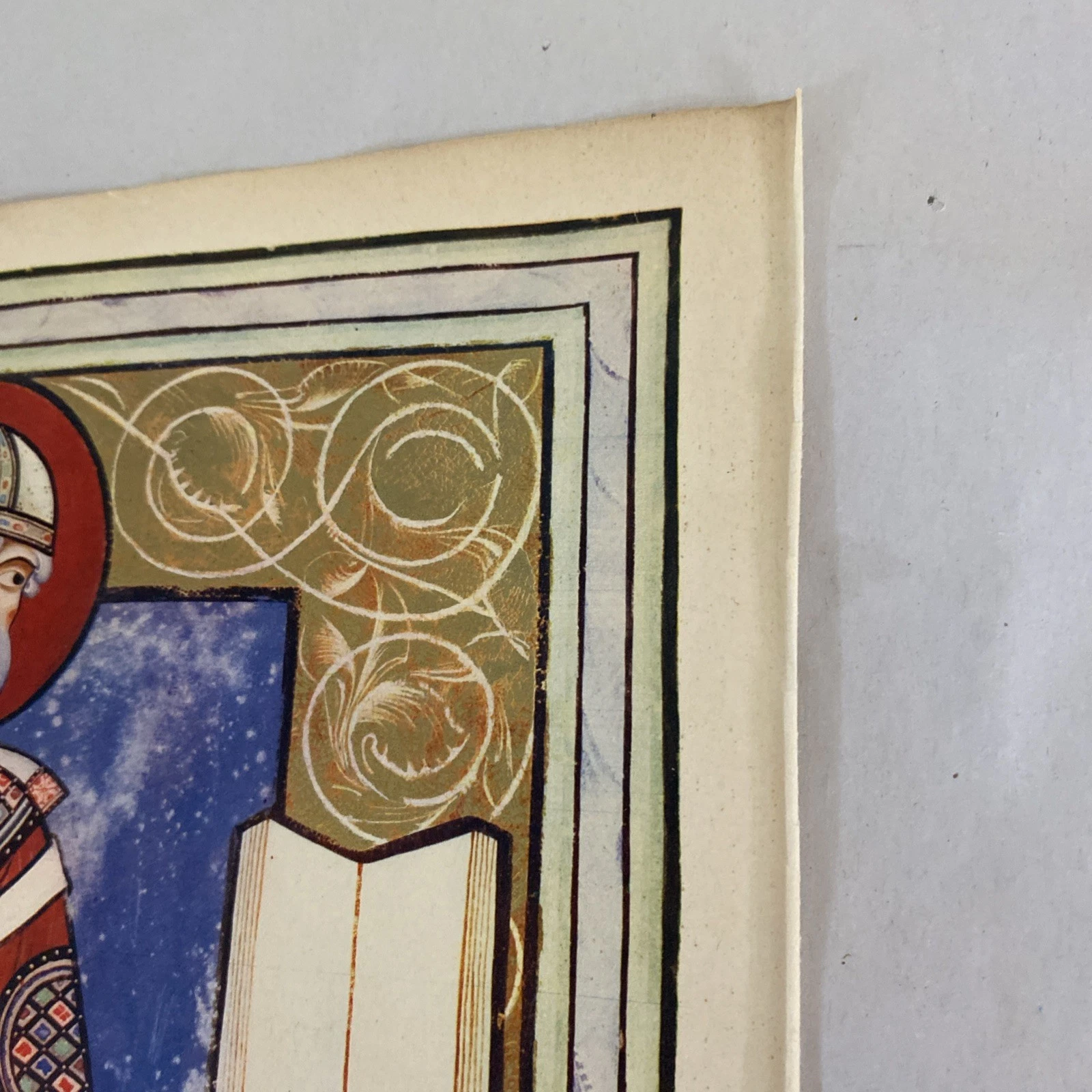Medieval Illuminated Bishop With Book Verve 1939 Color Art Plate Blank Verso - Image 4