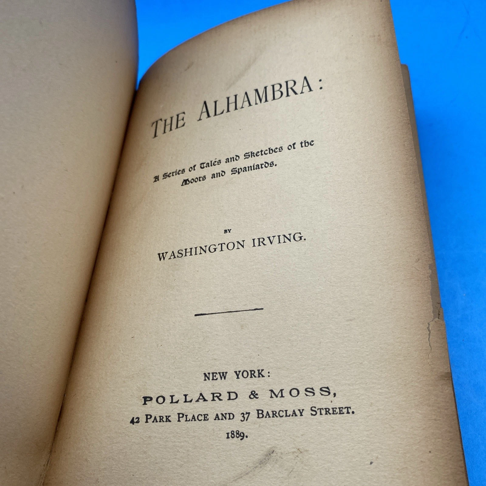 1889 The Alhambra Washington Irving Pollard & Moss Scarce Antique Hardcover Book - Image 7