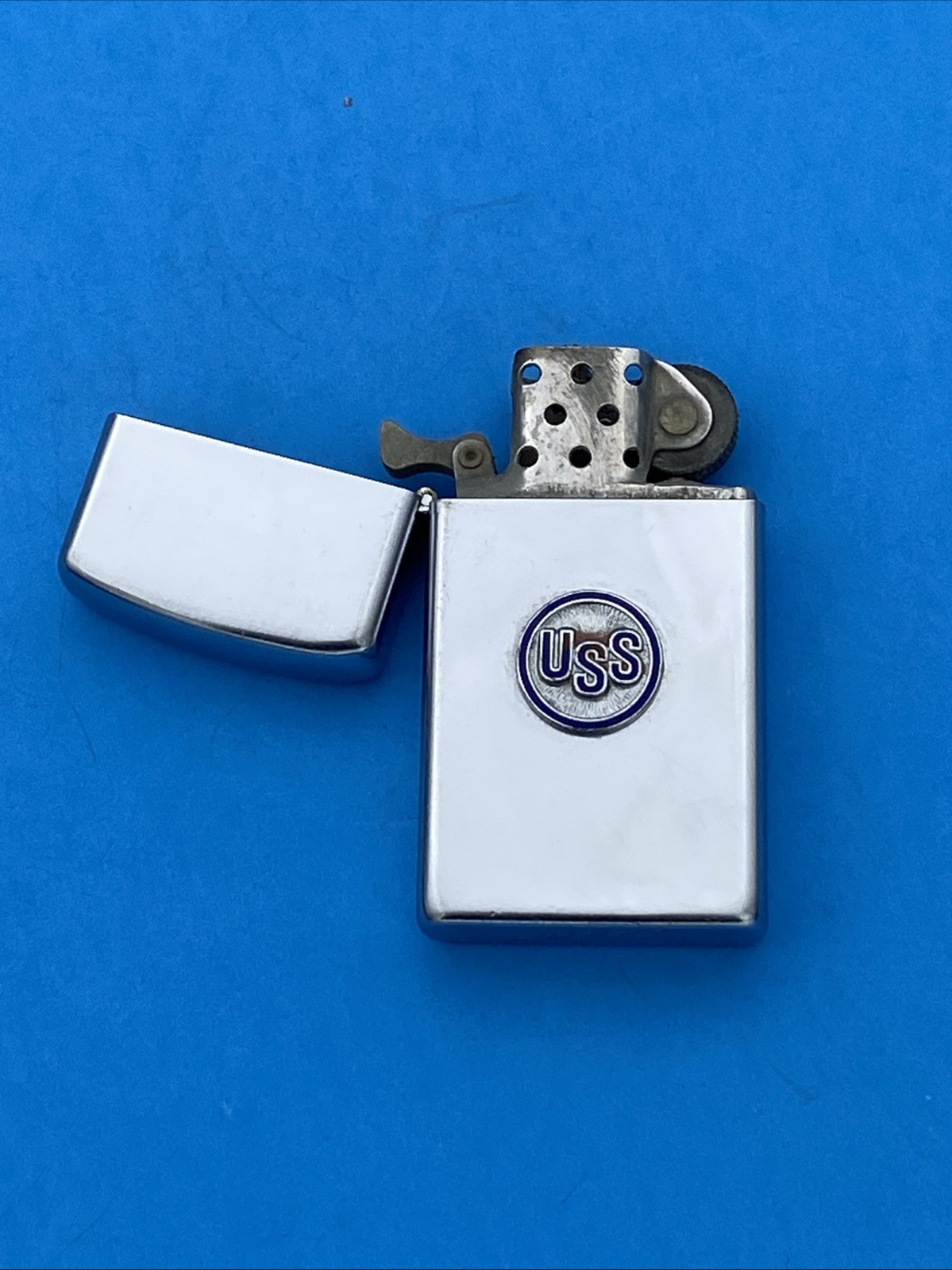 Vintage 1956 Zippo Lighter USS United States Steel (Untested) - Image 5