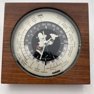 Seiko Quartz World Clock Time Red Airplane Vintage Working Desk Wood QZ877B