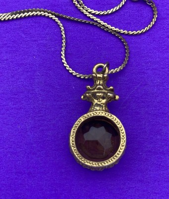 Vtg Cognac Brown Glass Intaglio Cameo Pendant with Goldtone Necklace, Gorgeous - Image 7