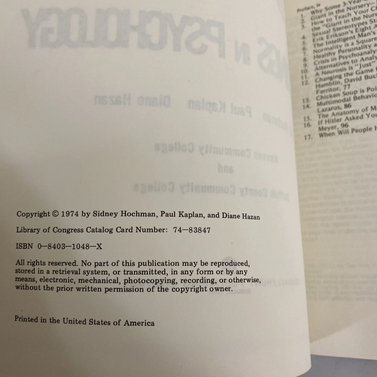 1974 Readings in Psychology Soft Approach Nassau Suffolk Community College - Image 3