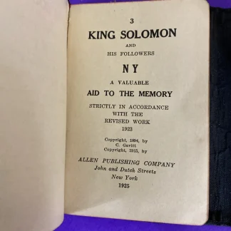 1925 King Solomon and His Followers NY Masonic Cipher Snap Flap Book
