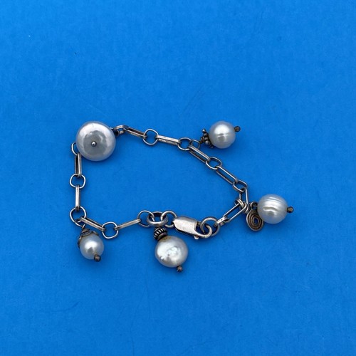 Vintage Silver bracelet with real freshwater pearl 12.8 Grams - Image 3