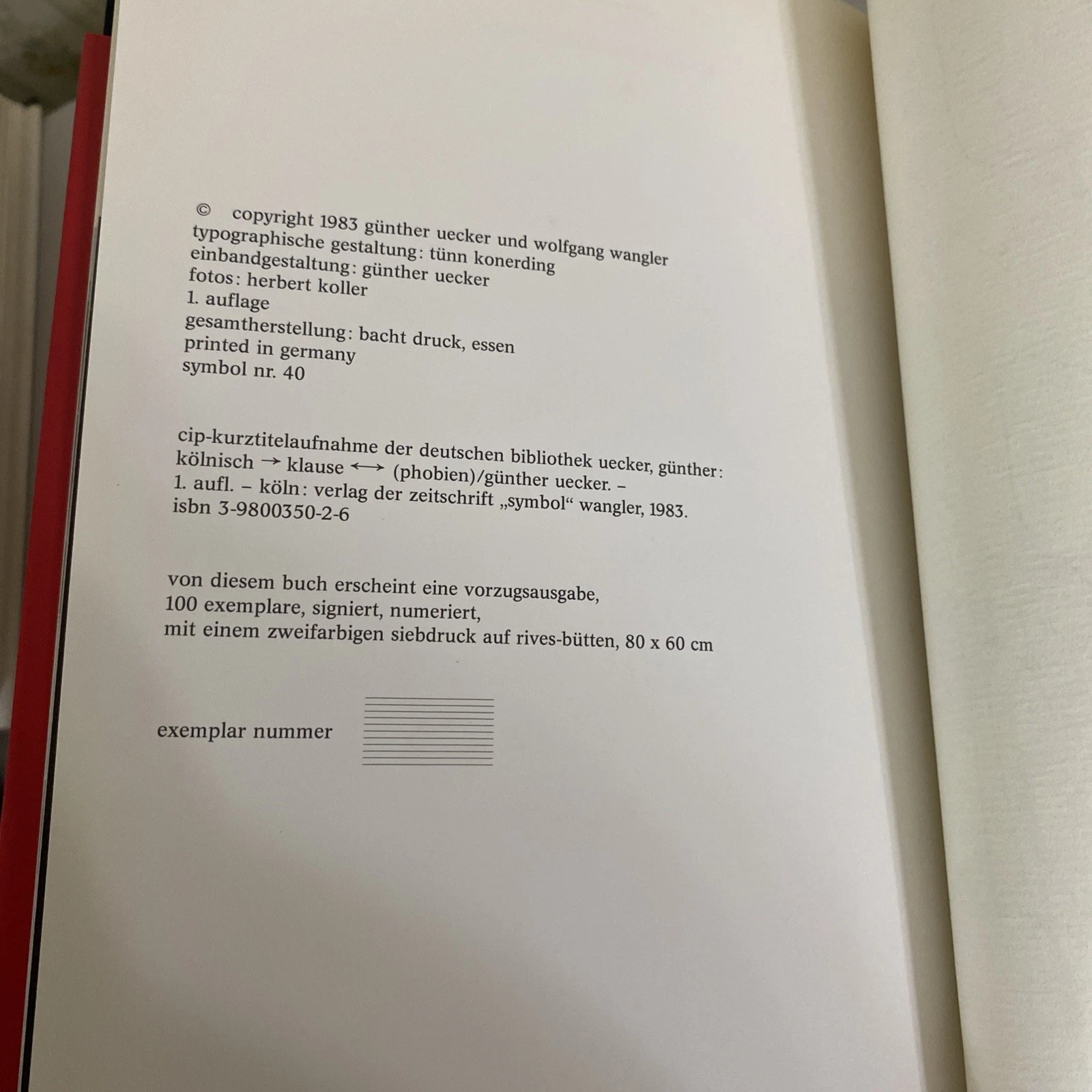 Gunther Uecker signed Kölnisch Klause Phobien 1983 artist book Symbol Cologne DE - Image 11
