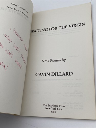 Waiting For The Virgin: New Poems By Gavin Dillard - Inscribed - Image 9