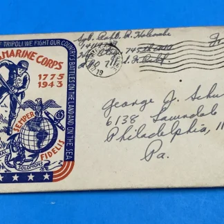 WWII 1945 APO 711 Manila Free Soldier Mail USMC Patriotic Label + Full Letter VJ