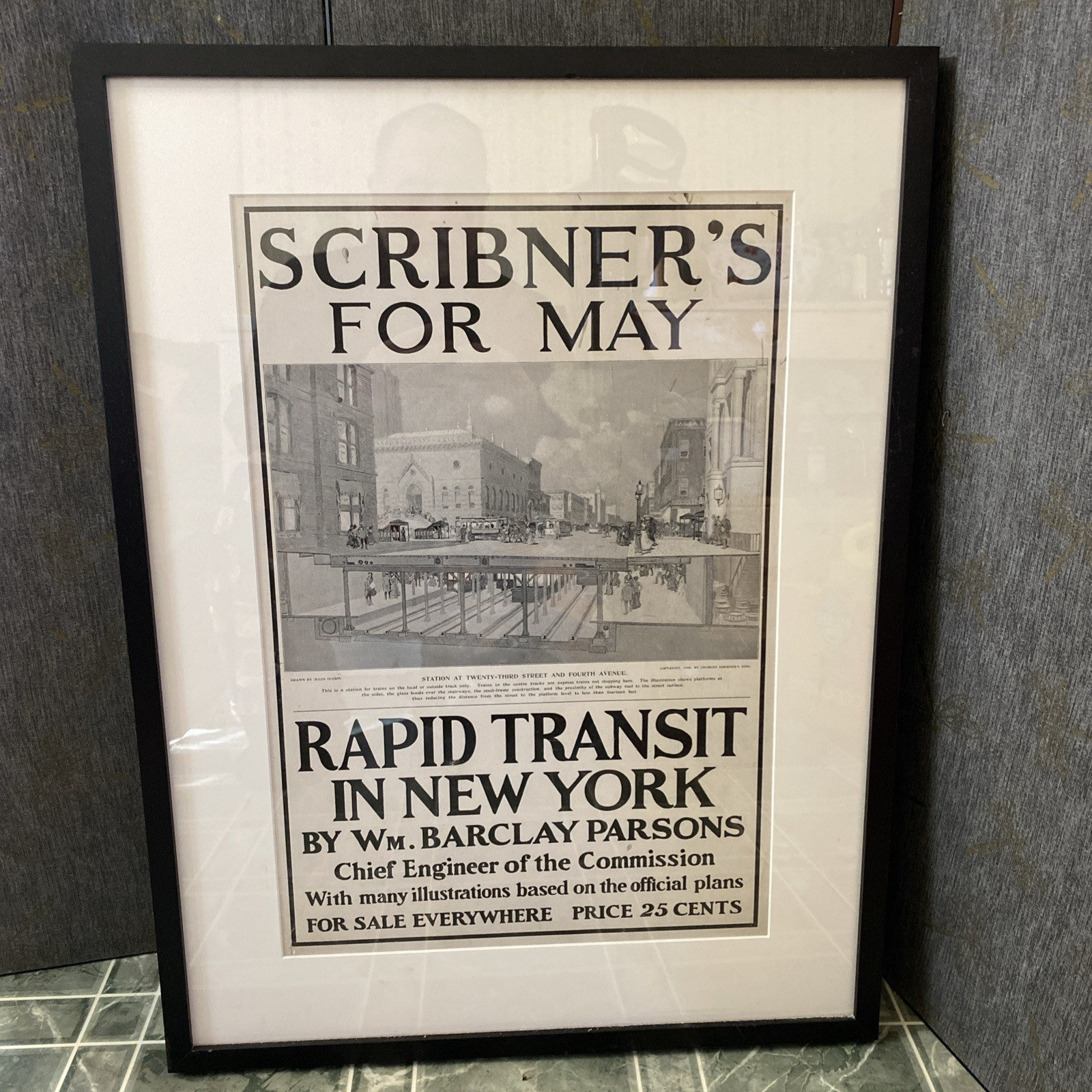 1900 Scribner’s Rapid Transit In New York Original Poster Jules Guérin Litho