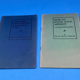 1928 Dr M Sayle Taylor Booklets Birth Control Sex Affinity Study of Glands Lot 2