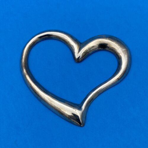 Vintage Sterling silver handmade pendant, solid 925 silver heart shaped pendant