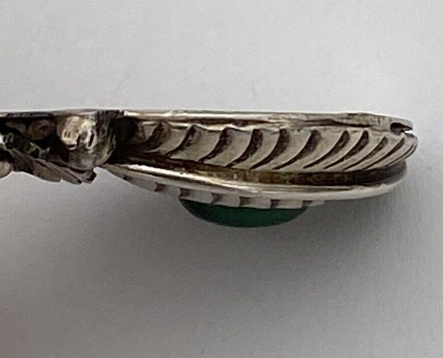 Southwest Style Sterling Silver Dark Green Turquoise Pendant 3.8 Grams - Image 7