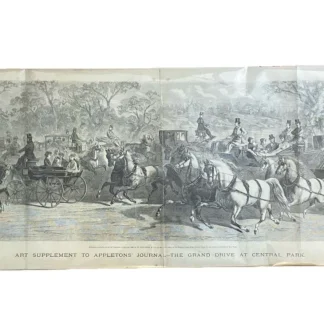 1869 Appletons' Engraving: The Grand Drive at Central Park, NYC by Fenn