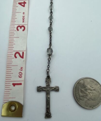 Vtg Rosary Clear Crystal Beads, Sterling Silver, Virgin Mary, Jesus Christianity - Image 5