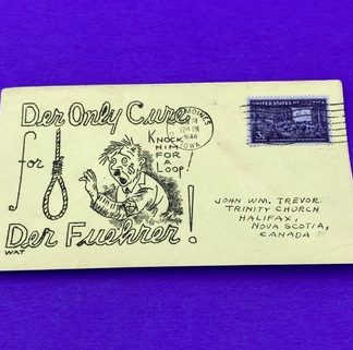 WWII Anti-Hitler WAT Cover w/ Film Stamp – 1944 Iowa to Canada Propaganda