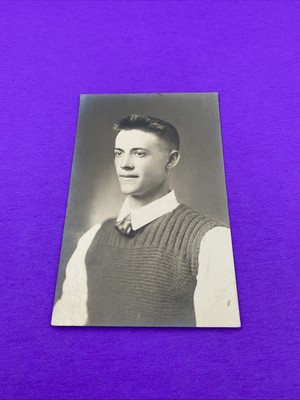 Young Man in Sweater Vest - Early 1900s Portrait - Cook Collection Valentine