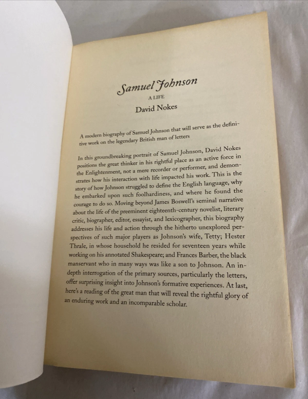 Samuel Johnson A Life David Nokes Uncorrected Proof ARC w Editorial Notes 2010 - Image 5