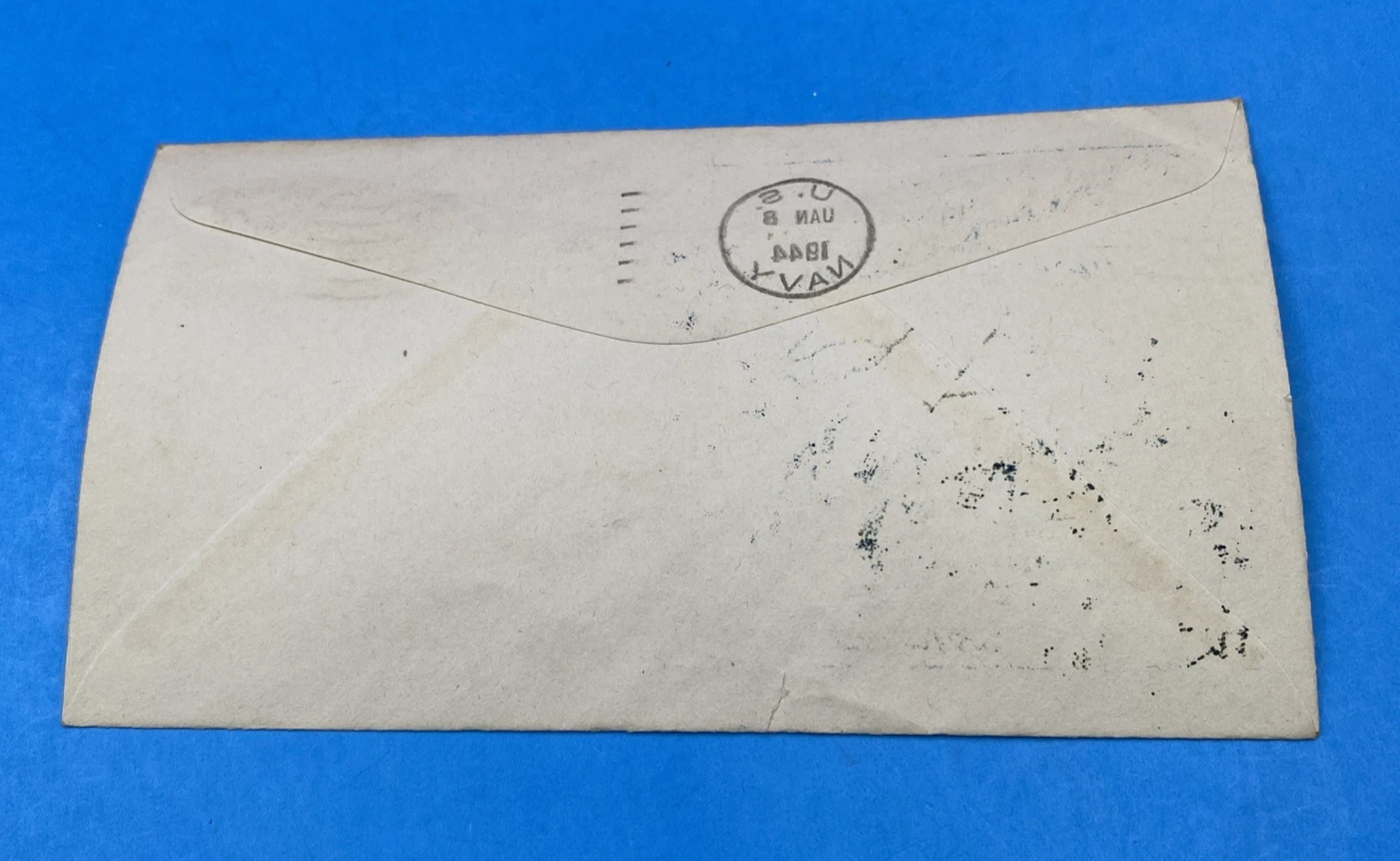 WWII USNTS Newport FREE Mail Cover w/ Thermograph Naval Guns Cachet, SK School - Image 4