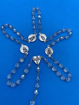 Vintage AB Crystal Faceted Glass Rosary, 4 Basilicas ROMA CITA ETERNA, Italy 20” - Image 3