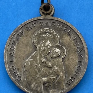 2x Vintage Catholic Medals: Mt Carmel/Sacred Heart + God & Country Crucifix Pair