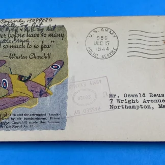 WWII Soldier Free Mail APO 986 Kiska Alaska 12/15/1944 Churchill Label