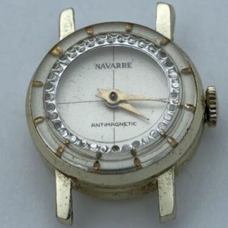 Vintage Navarre Watch Women Moving Crystal Silver Tone Manual Wind
